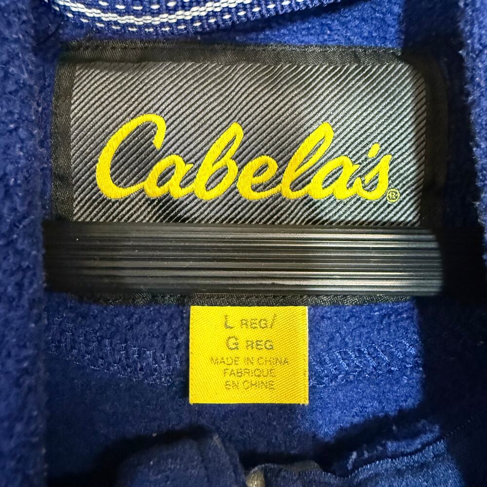 Cabela's Large Blue Full Zip Fleece‎ Jacket Pockets Utility Fall Workwear Winter - Picture 7 of 12